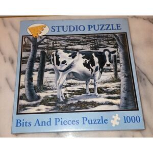 NEW Cowmouflage 1000 Piece Jigsaw Puzzle -Cow In The Snow Bits & Pieces 20"X 27"